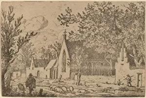 Chapel Gallery: Swine Herd near a Chapel, probably c. 1645 / 1656. Creator: Allart van Everdingen