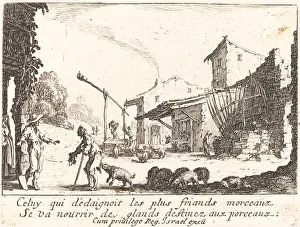 Swineherd Prints: The Swineherd, 1635. Creator: Jacques Callot