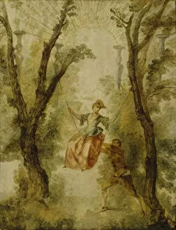 Fun Atmosphere Collection: The Swing, ca 1712. Creator: Watteau, Jean Antoine (1684-1721)