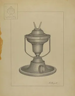 Mangiacotti Matthew Prints: Swinging Lamp, c. 1936. Creator: Matthew Mangiacotti