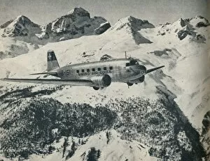A Swissair plane flying near St Moritz Aerodrome, Switzerland, c1936 (c1937)