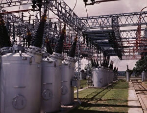 Electric Gallery: Switchyard at TVAs Wilson Dam hydroelectric plant, vicinity of Sheffield, Ala, 1942