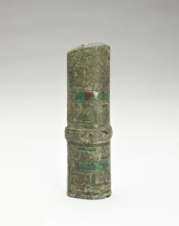 Bronze With Silver Inlay Prints: Sword handle, Eastern Zhou dynasty, 475-221 BCE. Creator: Unknown