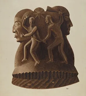 Beating Prints: Symbolic Figure Carvings, c. 1938. Creator: Joseph L. Boyd