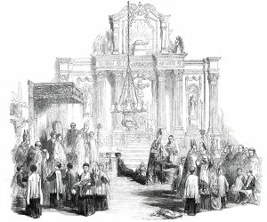 Bishops Prints: The Synod at Thurles - Bishops Robing, 1850. Creator: Unknown