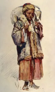 Adam And Charles Prints: Syrian Shepherd (Abu Mustapha) Carrying a Lamb on His Shoulders