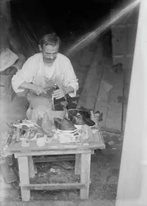 Shoemakers Prints: Syrian shoemaker, 1916. Creator: Bain News Service