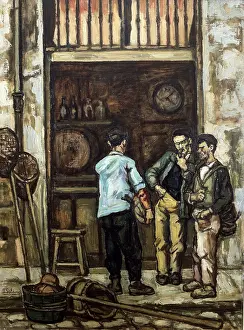 Barrels Prints: Taberna en Santander, 1944. Creator: Jose Gutierrez Solana