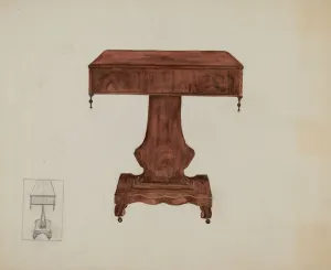 Wheels Prints: Table, c. 1937. Creator: Edna C. Rex