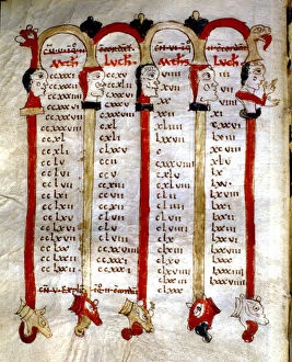Table of concordance of the four gospels, biblical references are framed between