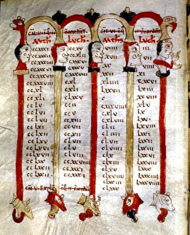 Episcopal Museum Prints: Table of concordance of the four gospels, biblical references are framed between