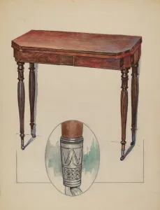 Card Table Gallery: Table (Console or Card Table), c. 1936. Creator: Rolland Livingstone