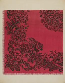 Fringes Prints: Table Cover, c. 1937. Creator: Dorothy Posten