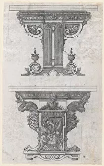 Two Table Designs, 1565-70. Creator: Jacques Androuet Du Cerceau
