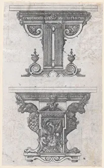 Cerceau Jacques Androuet Du Prints: Two Table Designs, 1565-70. Creator: Jacques Androuet Du Cerceau