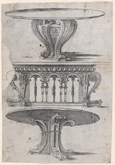 Three Table Designs, 1565-70. Creator: Jacques Androuet Du Cerceau