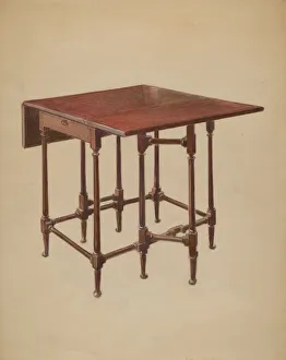 Folding Prints: Table (Drop-leaf), c. 1936. Creator: Bernard Gussow