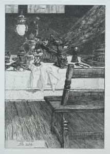 1833 1914 Prints: The Table, after H. Leys, 1868. Creator: Felix Bracquemond (French, 1833-1914)