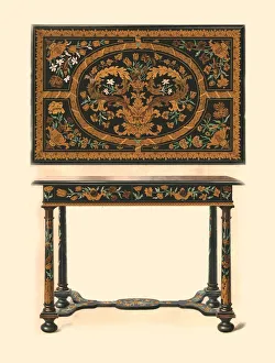 Macquoid Prints: Table inlaid with marquetry. 1905. Artist: Shirley Slocombe
