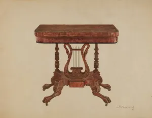 Table (Lyre Pedestal), 1936. Creator: Joseph Rothenberg