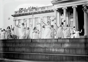 Suffragists Prints: Tableaux, Treasury Wash. D.C. (Suff. Pageant), 1913. Creator: Bain News Service