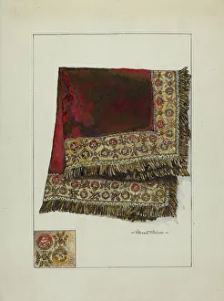 Tassels Prints: Tablecloth, c. 1937. Creator: Florence Truelson