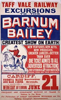 Public Information Prints: Taff Vale Railway poster advertising the visit of Barnum and Bailey's circus to Cardiff