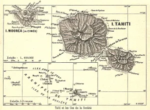Geological Map Prints: Tahiti et les iles de la Societe; Les Terres Du Pacifique, 1914. Creator: Unknown