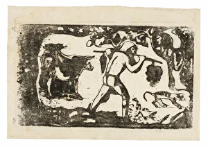 Tahitian Carrying Bananas, from the Suite of Late Wood-Block Prints, 1898 / 99
