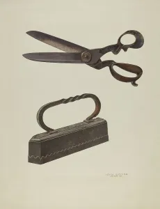 Scissors Prints: Tailor's Shears and Iron, c. 1939. Creator: John Bodine