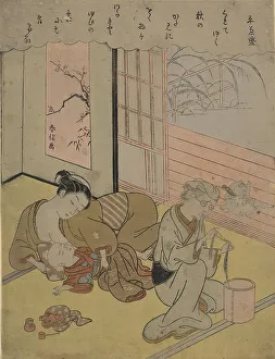Harunobu Prints: Taira no Kanemori (Mother with her child and an elderly woman)