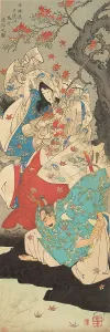 1887 Prints: Taira Koremochi Conquering the Devil Woman on Mount Togakushi (Taira no Koremochi)