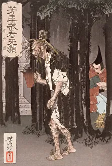 Vagabond Prints: Taira no Tadamori and the Oil Thief, 1885. Creator: Tsukioka Yoshitoshi