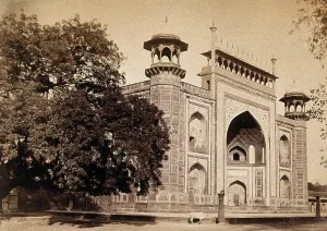 South Asian Prints: The Taj Mahal, Agra, India: entrance gate, c1900. Creator: Unknown