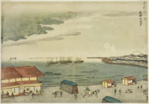Takanawa Okido at the Shinagawa Station (Shinagawa-juku Takanawa Okido)... c. 1789/1818. Creator: Shotei Hokuju