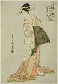 Eishi Chobunsai Collection: Takigawa of the Ogiya in the First Sale of the New Year (Hatsu uri zashiki no zu), c. 1794/95