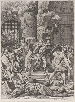 Crocodile Prints: The Taking of Alexandria, 1672-78. Creator: Gerard Audran