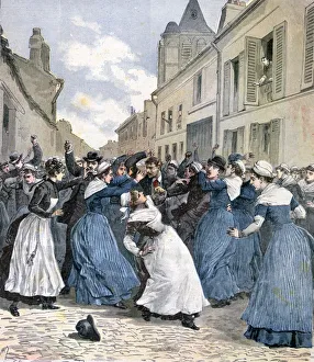 Mental Health Prints: The taking away of the insane in Villejuif, Paris, 1891. Artist: Henri Meyer