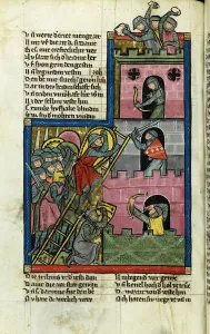 Saracen Prints: Taking a Castle in Jerusalem (From the Chronicle of the World (Weltchronik) by Rudolf von Ems)
