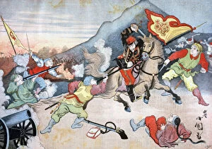 The Taking of the Chinese Flag by a Japanese Officer, 1894. Artist: Henri Meyer