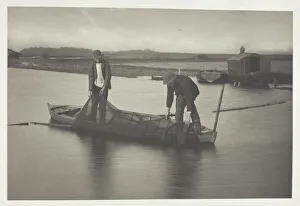 Water Surface Prints: Taking up the Eel-Net, 1886. Creator: Peter Henry Emerson