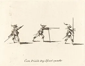 Taking the Firing Position with the Musket, 1634/1635. Creator: Jacques Callot Taking the Firing Position with the Musket, 1634/1635. Creator: Jacques Callot