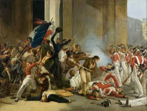 1832 Prints: Taking the Louvre, July 29, 1830. Massacre of the Swiss Guards, c. 1832
