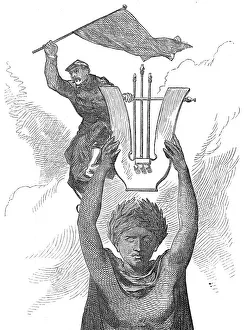 Removing Prints: Taking down the Red Flag from the Grand Opera House, Paris, 1871. Creator: Unknown