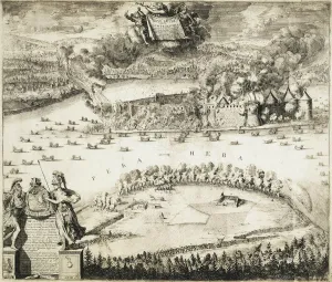 Taking of the Swedish Noteburg Fortress by Russian Troops on October 11, 1702, 1703. Artist: Schoonebeek (Schoonebeck), Adriaan (1661-1705)