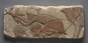 Talatat: Men Hoeing the Earth, c. 1353-1347 BC. Creator: Unknown Talatat: Men Hoeing the Earth, c. 1353-1347 BC. Creator: Unknown