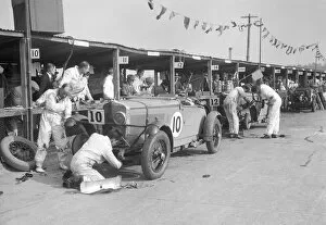 Johnny Gallery: Two Talbot 105s in the pits at the JCC Double Twelve race, Brooklands, 8 / 9 May 1931