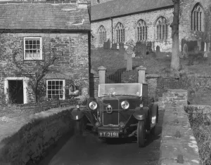 Cornwall Prints: Talbot 14 / 45 tourer on the packhorse bridge