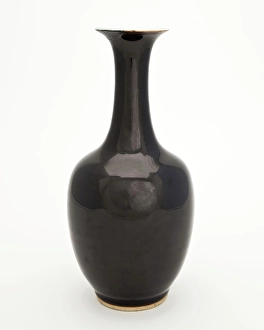 Overglaze Prints: Tall black vase, 1700s. Creator: Unknown