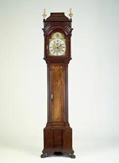 Tall Case Clock, c. 1750. Creators: George Glinn, Thomas Hughes Tall Case Clock, c. 1750. Creators: George Glinn, Thomas Hughes